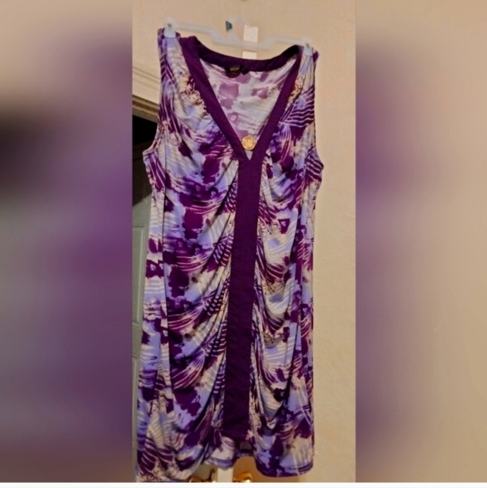 Purple and White Sleeveless Dress